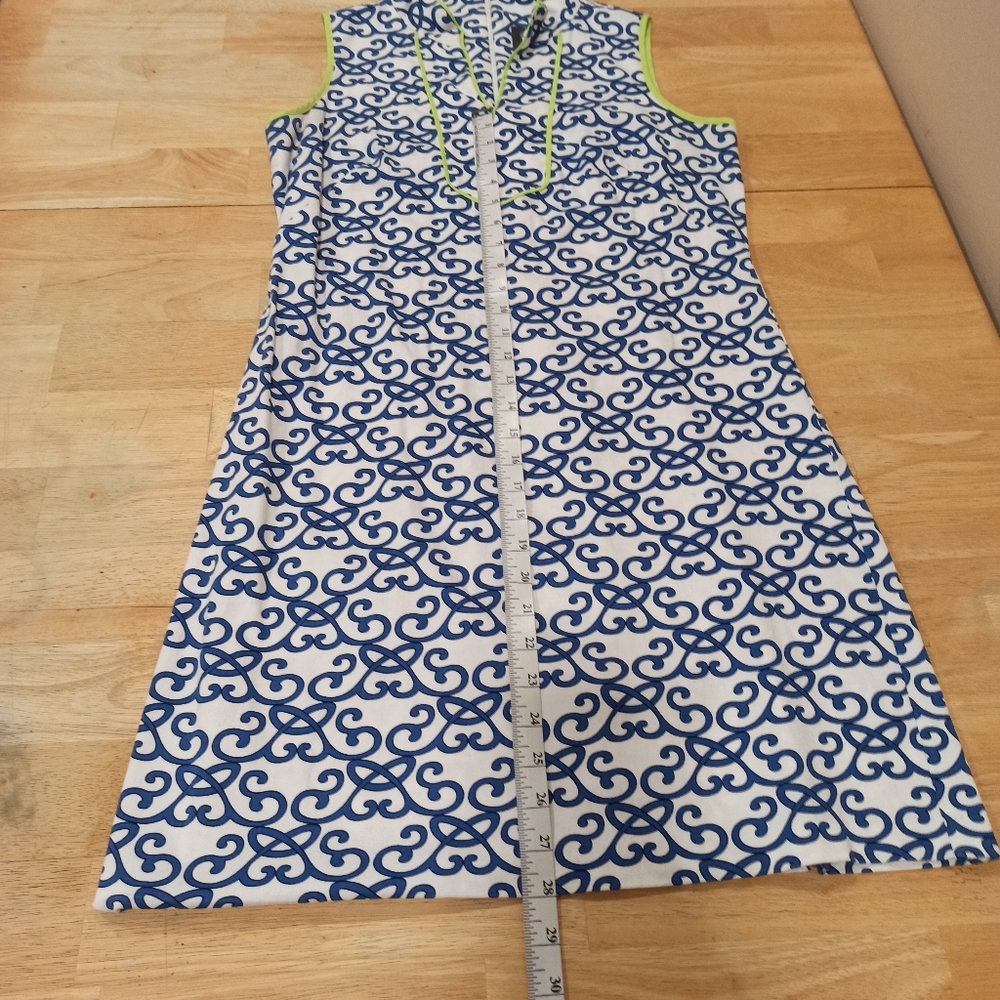 Vince Camuto Navy Blue White Print Sleeveless Cotton Dress Size 6 - Picture 11 of 16